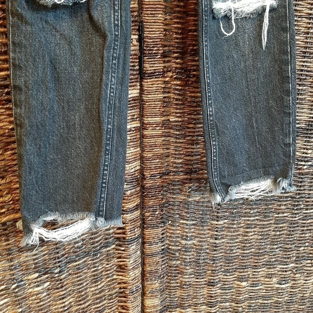 Abercrombie & Fitch Women's Jeans Annie Girlfriend 24 00 Ripped High Rise Black - Picture 5 of 7